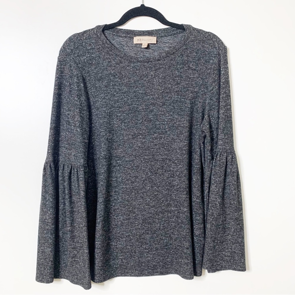 Philosophy Gray Bell Sleeve Sweater Size Small